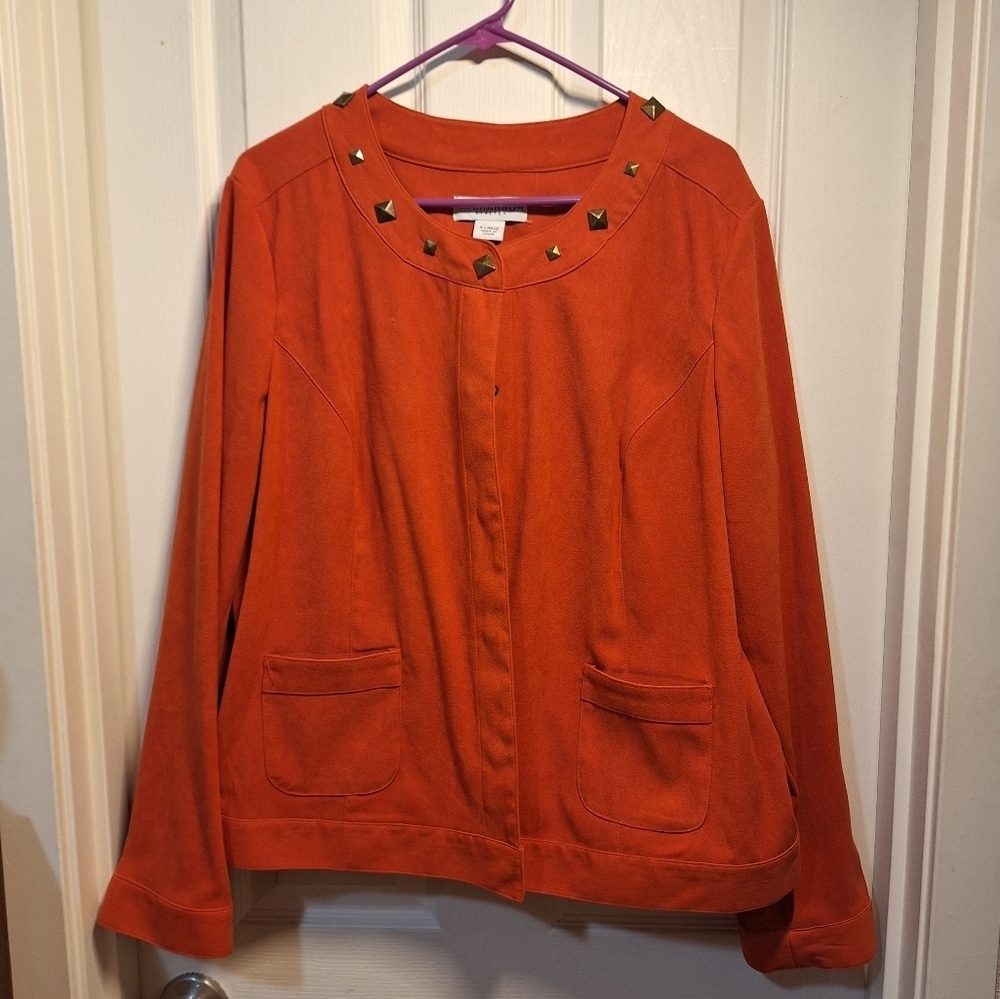 Sag Harbor Orange Studded Jacket Women's XL